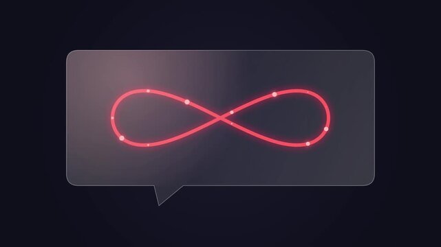 Minimalist infinity symbol graphic on dark background, abstract concept loop