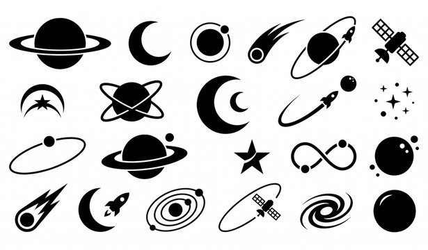 Untitled design - 1Orbital Planet Silhouettes and Space Travel Cosmology Logo Vector Collection