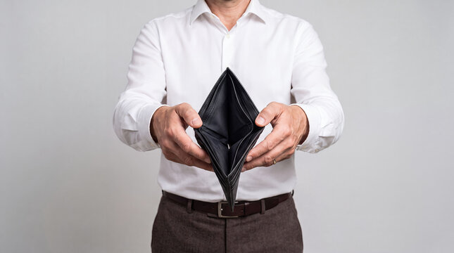 Businessman Showing Empty Wallet Financial Problems Concept
