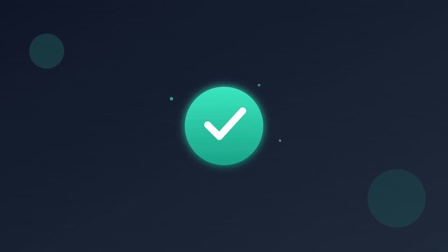 bouncing checkmark done icon on vibrant teal base