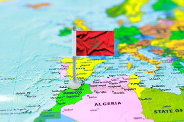 Map Pin Marking Morocco with Flag on North Africa Map © Creative Canvass