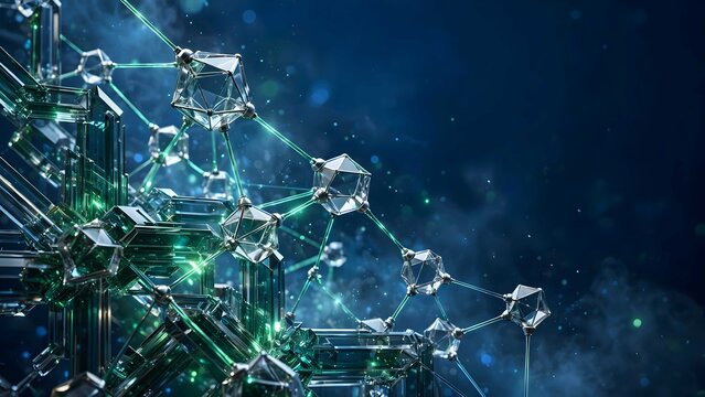 Abstract sapphire technology background with luminous geometric data connections