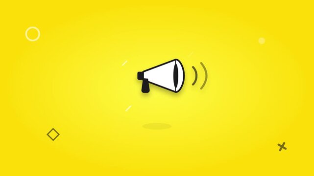 bouncing megaphone marketing icon on electric yellow pop