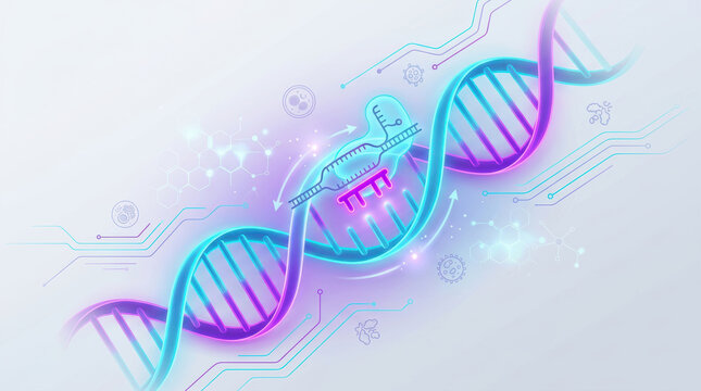 Gene editing enables advanced therapies through luminous DNA helix, expressing scientific innovation and medical progress in biotechnology research