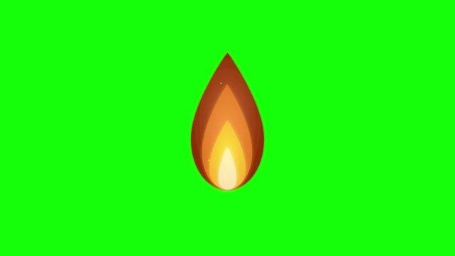 burning fire flame vector on green screen
