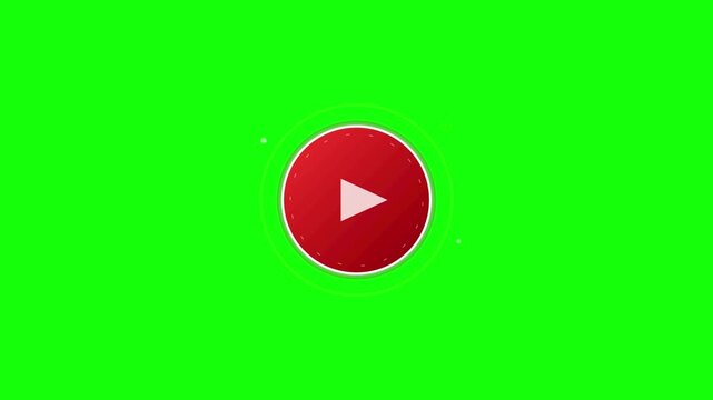 Clicking Red Play Button Animation Green Screen