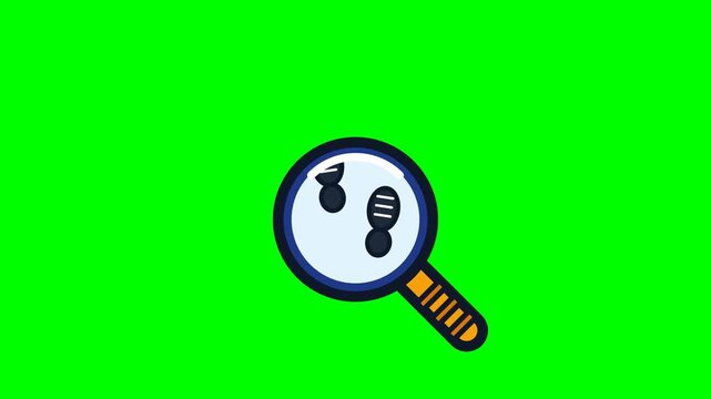 Magnifying Glass Icon Animation Moving Across Footprints To Represent Investigation And Tracking Concepts For Digital Research And Forensic Data