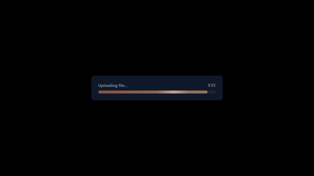 Smooth deterministic 10-second file upload loading bar motion graphic with transparent background changing from red to green at 100 percent.