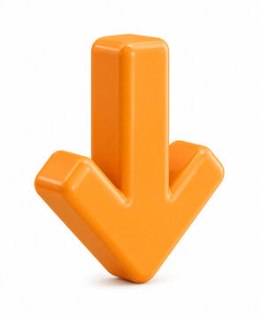 3D Orange Down Arrow Icon