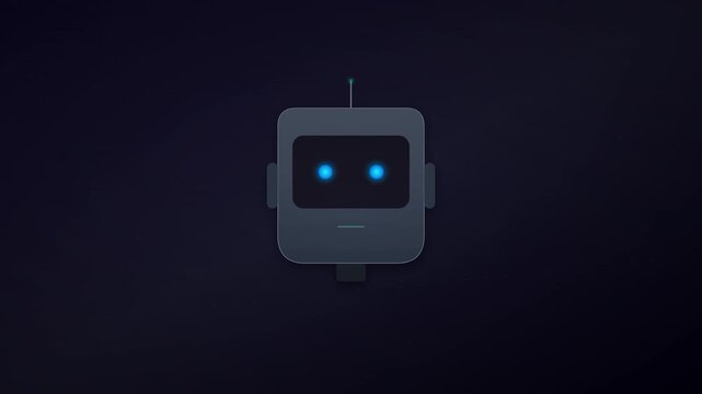 Cyber Gray Robot Head Tech Icon Animation