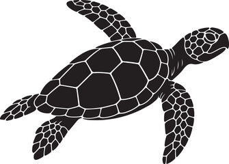 Fototapeta premium Sea Turtle Silhouette Black Vector Icon Isolated on White Background