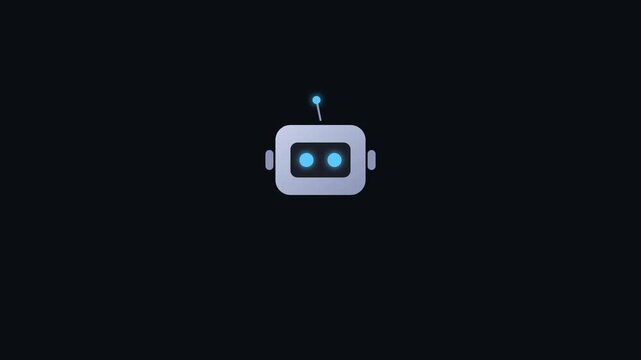 Robot assistant icon animation, AI virtual assistant 3D render