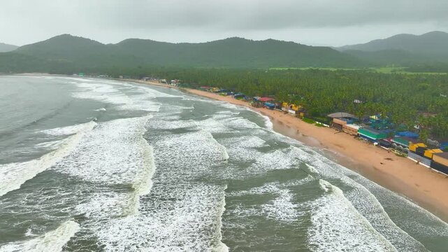 Palolem Beach coastline aerial view Drone view of Palolem Beach, Goa