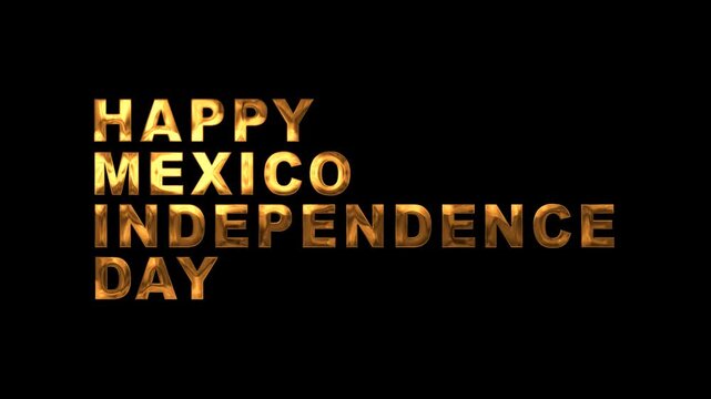 Happy mexico independence day text animation in gold. Perfect for social media posts, event promotions, and digital greetings.