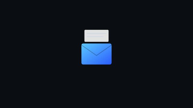 Email notification icon popping up, incoming message 3D render animation