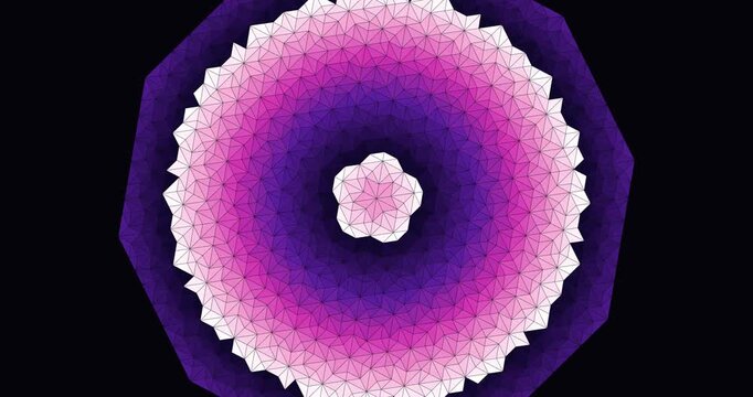 Seamless looping abstract octagonal mandala pattern in purple pink and white