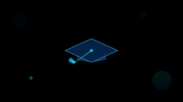 education graduation cap learning icon animation academic blue