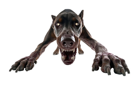 Fierce dog PNG with a transparent background, showcasing sharp teeth.