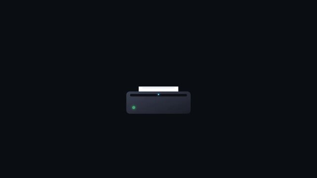 Printer printing document pages, office equipment 3D render animation