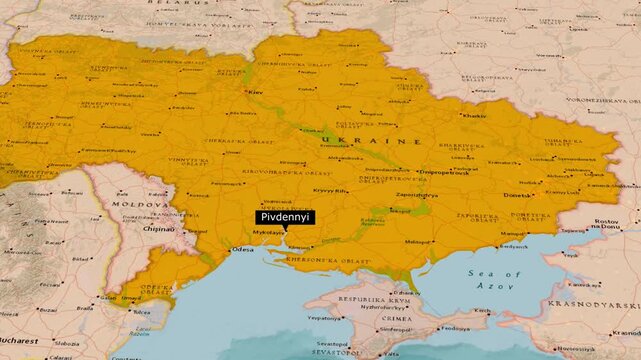Pivdennyi Port Location Map Mykolaiv Region Ukraine Animation
