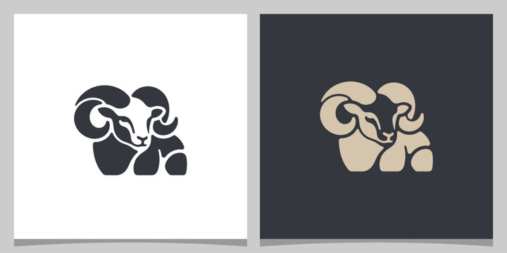 Stylized ram head logo design vector illustration