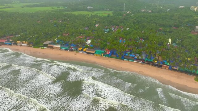 Palolem Beach coastline aerial view Drone view of Palolem Beach, Goa