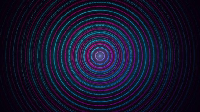 Vibrant pixel art concentric circles forming a dark digital tunnel effect