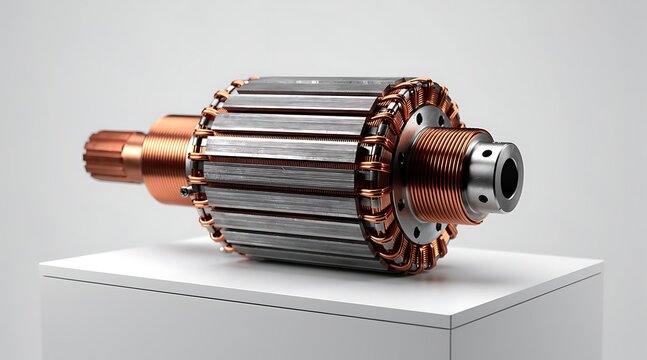 Electric motor armature rotor with copper windings.