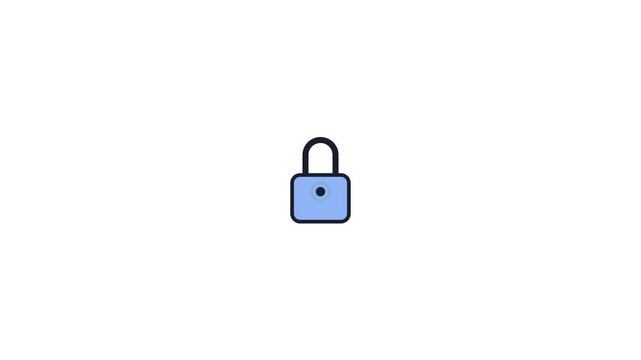 Binary digits flow into a padlock; the shackle closes and a small green confirmation pulse
appears.