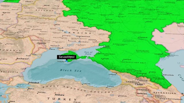 Sevastopol City Location Map Crimea Black Sea Animation