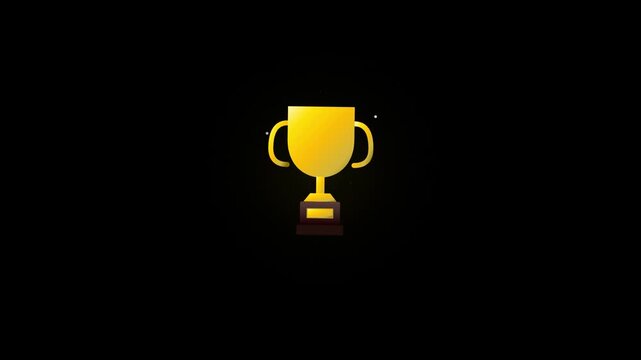 floating gold trophy award icon on black screen