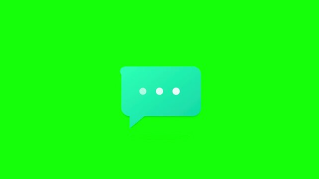 floating message chat icon teal white flat design