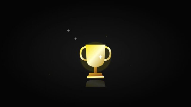 floating trophy winner icon on luxurious black gold