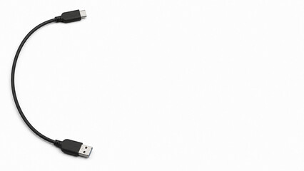 Obraz premium Black USB-A to USB-C Cable with Wide Copy Space