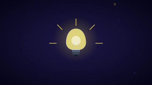 glowing light bulb idea vector icon animation