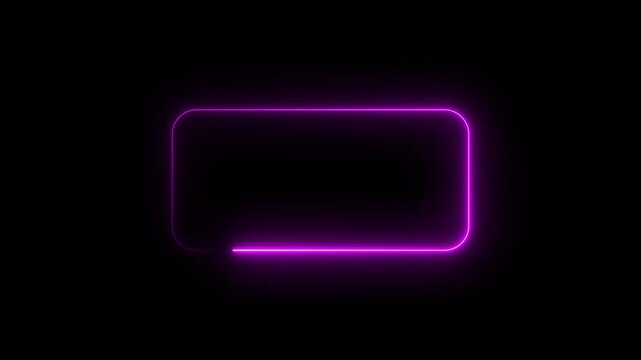 A vibrant Pink neon outline of a Rectangle Shape  with against a solid black background with no additional visual. Free and premium.