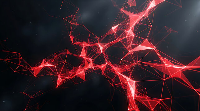 Red glowing neuron network with dark space