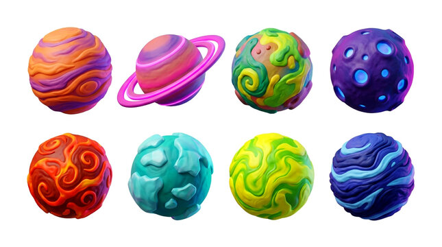 3D Stylized Clay Planet Collection for Games and Education
