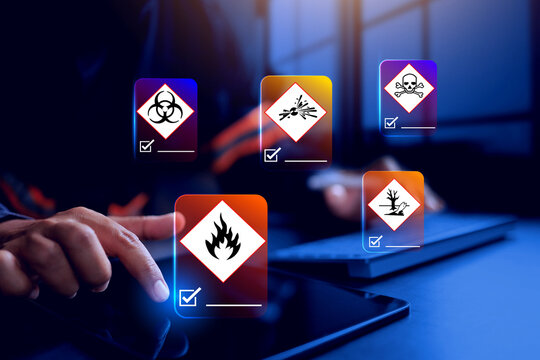 materials safety data sheet MSDS hazardous management concept with by safety staff working compliance chemical risk assessment, and laboratory safety protocols
