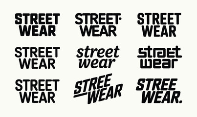Obraz premium Streetwear Typography Logos Bundle Bold Urban Sans Serif Font Vector Set