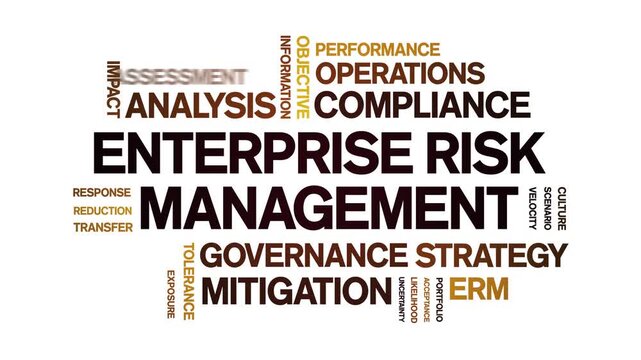 Enterprise Risk Management animated word cloud-animation tag kinetic typography seamless loop.