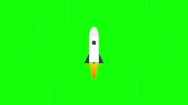 launching rocket modern vector animation green screen overlay