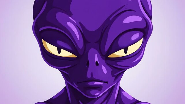 Purple extraterrestrial alien head with large yellow eyes