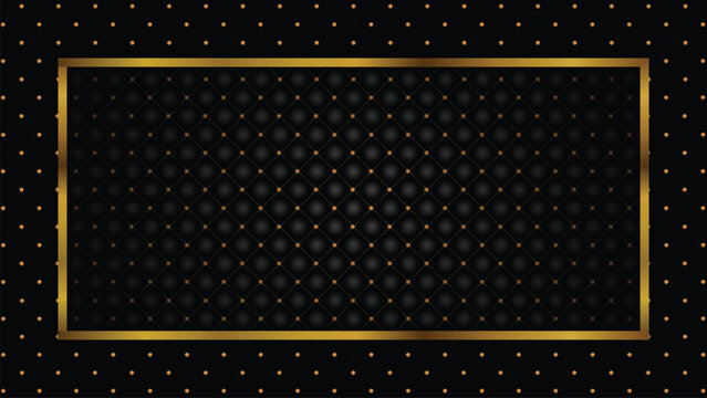Elegant black background with golden quilted pattern and luxury border for modern graphic design projects