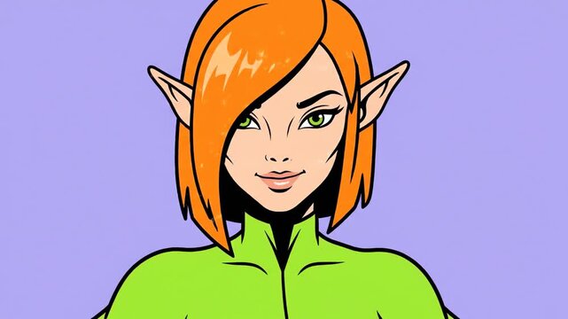 Elf female character sprite sheet with expressions