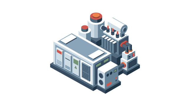 Dynamic Isometric of Modern Data Center with Servers Cooling Systems and Control Panels with high quality professional line art symbols for modern creative design and digital branding projects