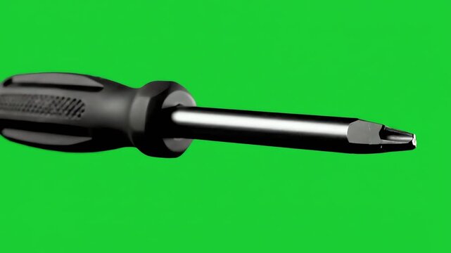 Screwdriver hand tool set on green screen background