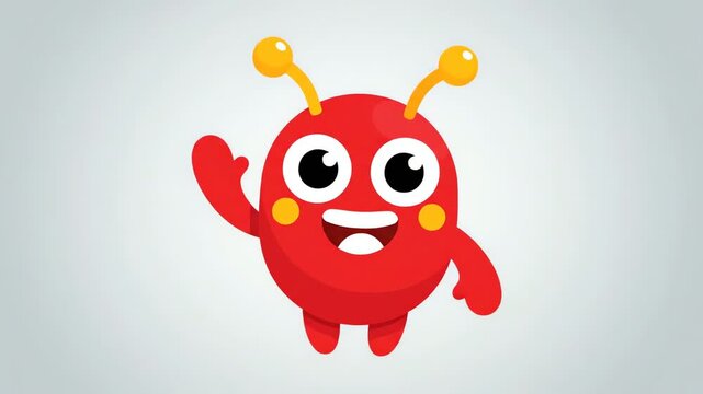 Cute red monster character displaying multiple happy expressions
