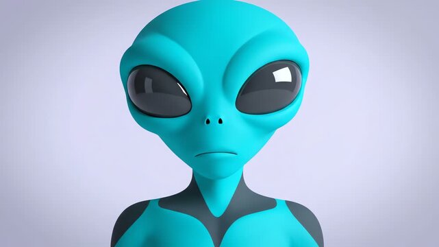 Blue alien character performs multiple gestures on white background