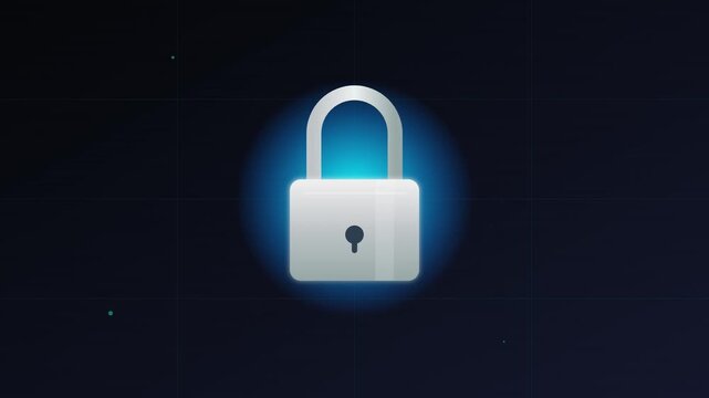 locking silver padlock animation for cyber security themes